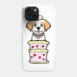 Happy dog Jumping out of a cake Phone Case