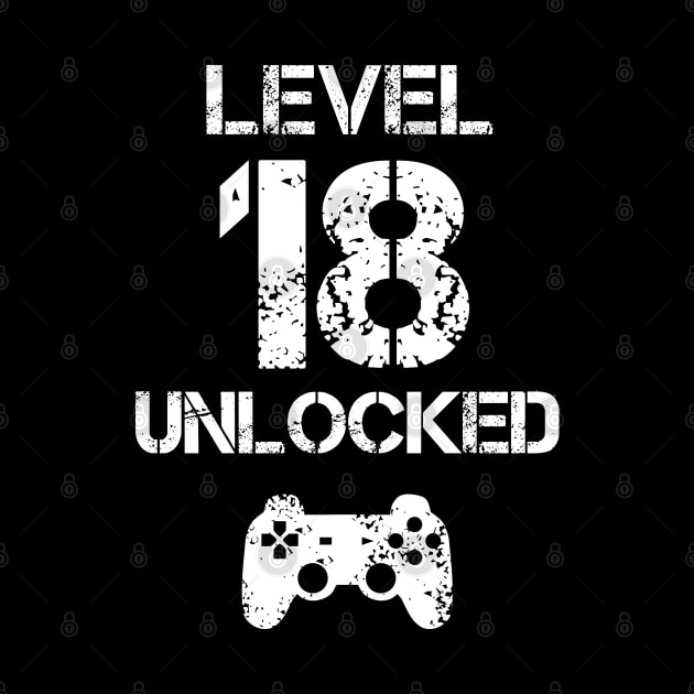 Level 18 Unlocked T-Shirt - 18th Birthday Gift by Ilyashop
