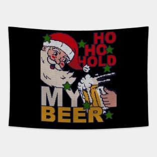 Ho Ho Hold My Beer - knitted effect ugly Christmas Tapestry