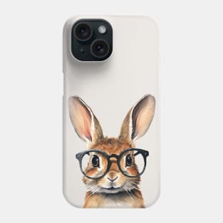 Watercolor Portrait Cute Rabbit With Glasses Phone Case