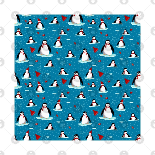 it's cold outside penguins seamless pattern navy by Arch4Design