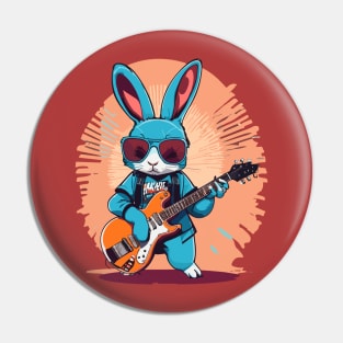 Rabbit Play Guitar Pin