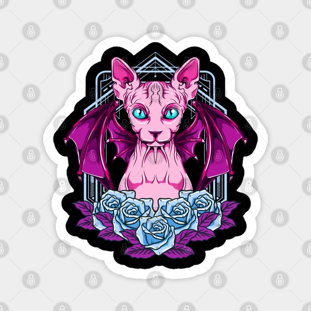 Sphynx Goth Cat Mysterious & Sophisticated Halloween Magnet by creative
