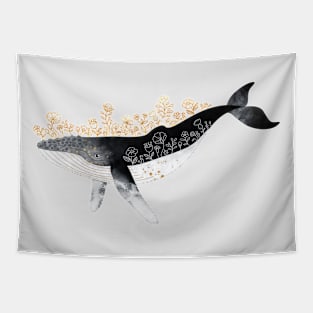 Floral Whale Tapestry