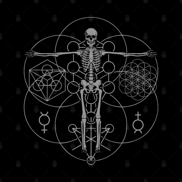 Occult Skeleton Sacred Geometry by Tshirt Samurai