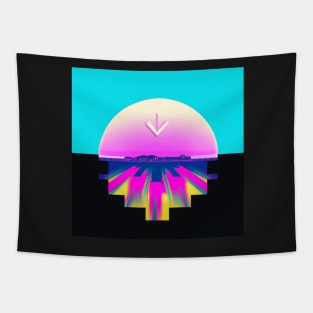 Colorful cyber abstraction portal with an arrow Tapestry
