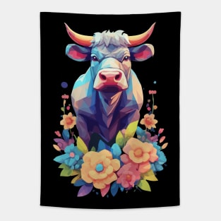 Bull with flowers Tapestry