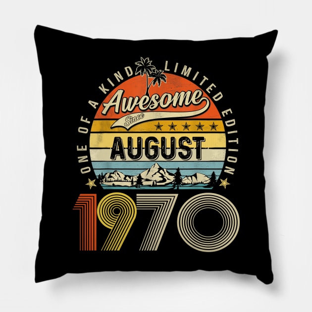 Awesome Since August 1970 Vintage 53rd Birthday Pillow by Ripke Jesus