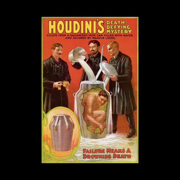 Vintage Magic Poster Art, Harry Houdini by MasterpieceCafe