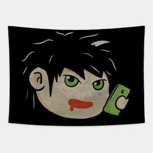 Cute Vintage Minimalist Boy Manhwa Reader Tapestry