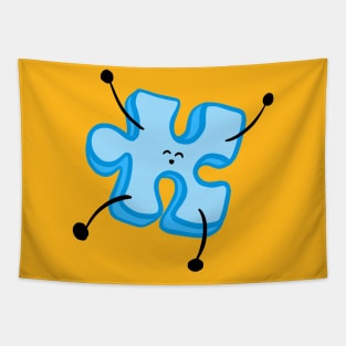 Little Blue Jigsaw Puzzle Piece Character Tapestry