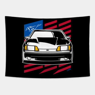 Foxbody Ford Mustang GT US Flag Tapestry