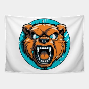 Angry Bear Cartoon Tapestry