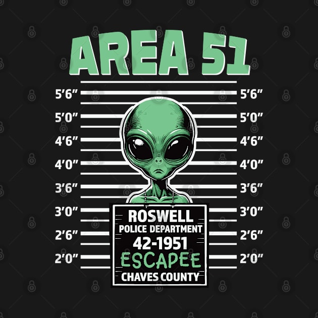 Alien Mugshot Area 51 Escapee Vintage Roswell Novelty by Graphic Duster