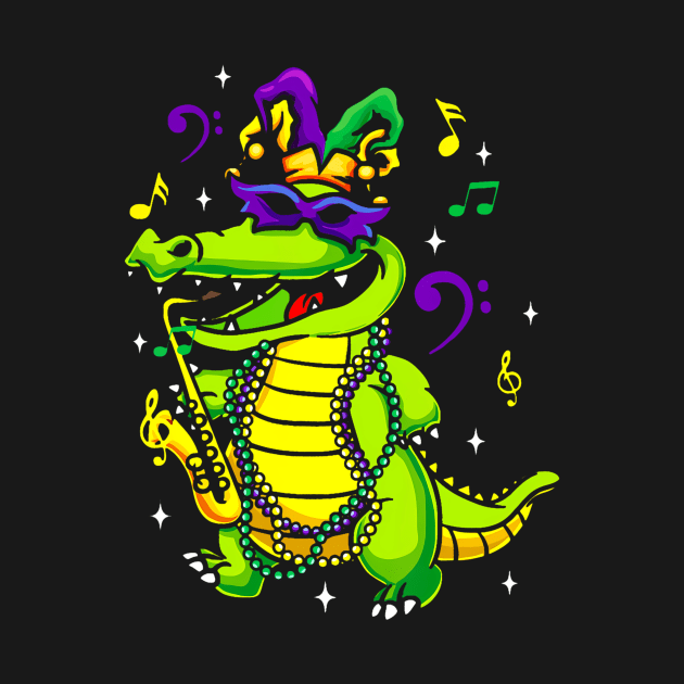 Cute Mardi Gras Alligator for Kids or Adults by Aleem James