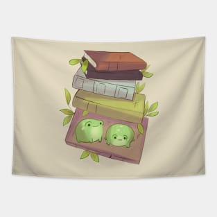 Books and frogs illustration Tapestry