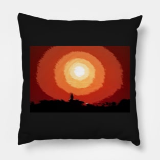 Fiery sunset in the city Pillow