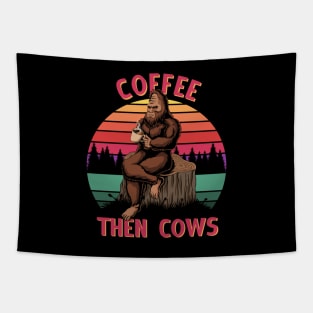 COFFEE THEN COWS -  Bigfoot Yeti Tapestry