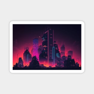 Cyberpunk City By Night Magnet