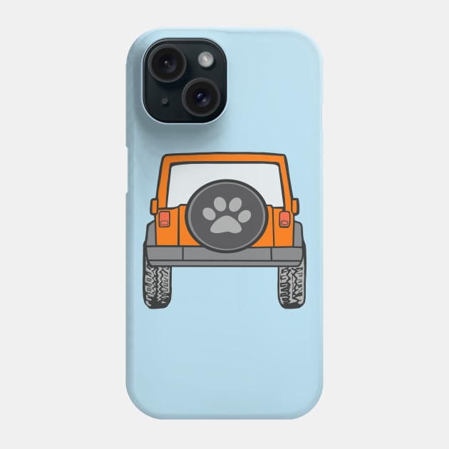 Orange Jeep with Paw Print Cover Phone Case by Trent Tides