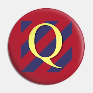 Old Glory Letter Q Gold and Red and Blue Stripes Pin