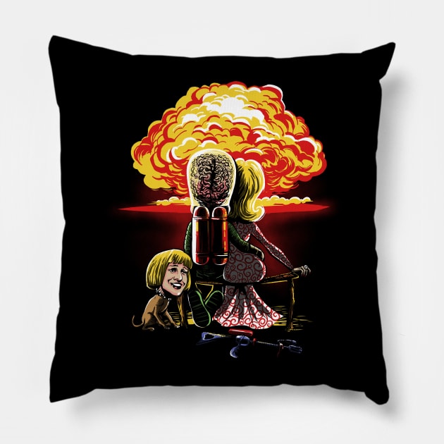 Martians Gazing at the Moon Pillow by Zascanauta