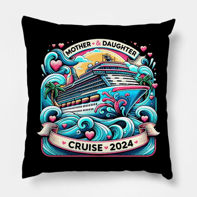 Mother Daughter Cruise 2024 Family Vacation Trip Matching Pillow by TeeShirt_Expressive