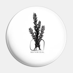 Botanical Herb Plant Lady Rosemary Vintage Black Pin