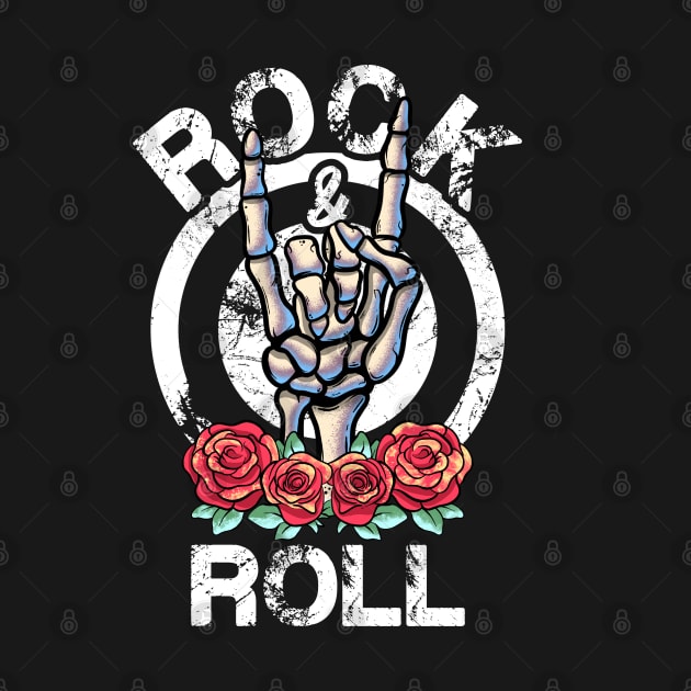 Lets Rock Rock&Roll Vintage Retro Skeleton Hand Rock Concert by MerchBeastStudio