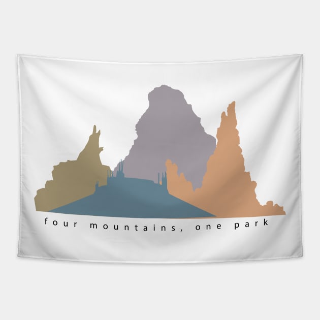 Four Mountains, One Park Tapestry by Origami Sticker Co.