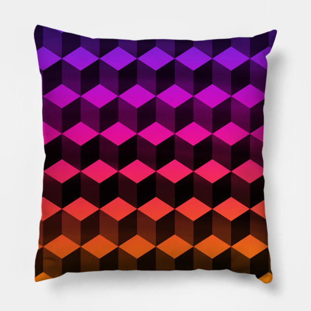 Abstract colorful geometric cube Mask Pillow by KalanisArt