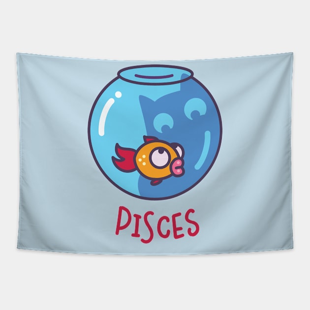 Funny Pisces Cat Horoscope Tshirt - Astrology and Zodiac Gift Ideas! Tapestry by BansheeApps