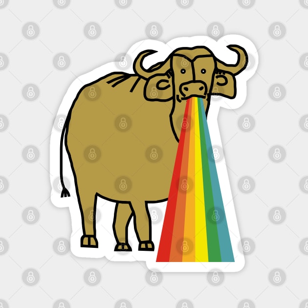 Animals with Rainbow Puke Gold Ox Magnet by ellenhenryart