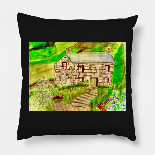 Storybook Cottage Pillow by YollieBeeArt