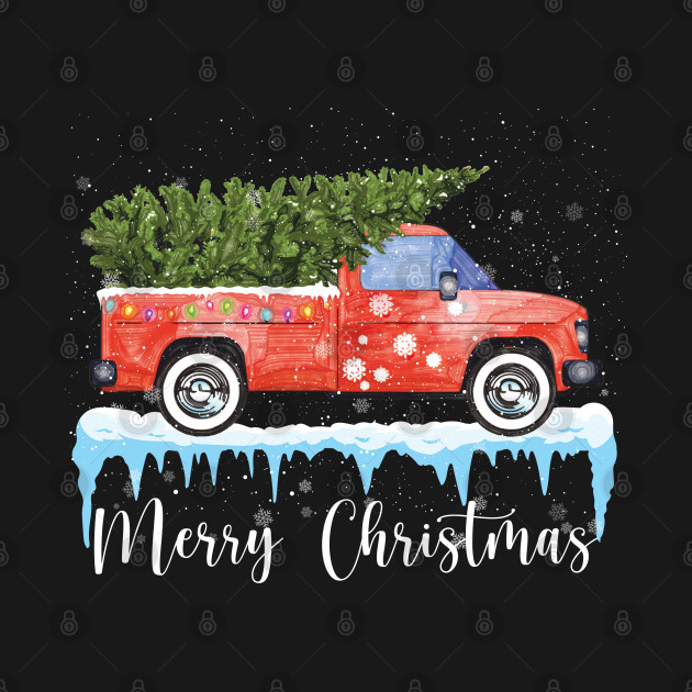 Discover Vintage Wagon Red Truck Christmas Tree Pajama - Truck Christmas - T-Shirt