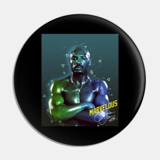 Marvelous Marvin Hagler Boxing Legend Signature Vintage Retro 80s 90s Bootleg Rap Style Pin