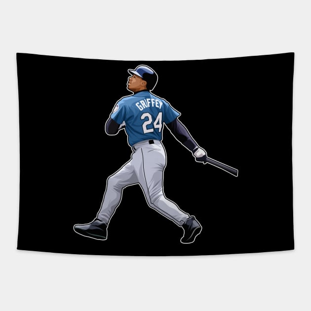 Ken Griffey Jr #24 Takes Off Tapestry by RunAndGow