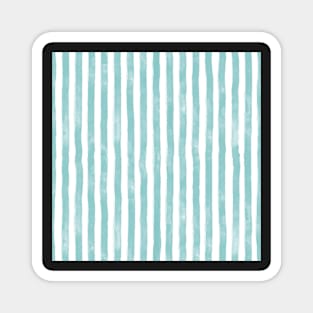 Beach day watercolor stripes in soft turquoise Magnet