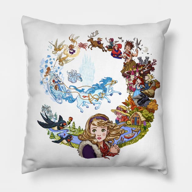 Gerda and Kay Pillow by illumillu