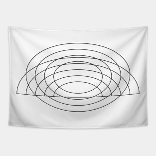 Minimal Ellipse Rainbow Line Drawing Black Tapestry