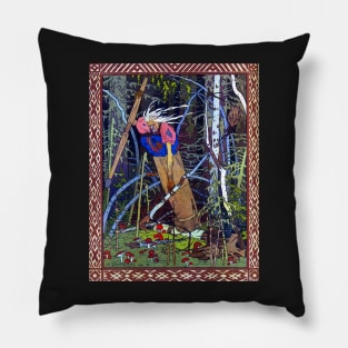 Baba Yaga in her Mortar - Vasilisa the Beautiful - Ivan Bilibin 1899 Pillow