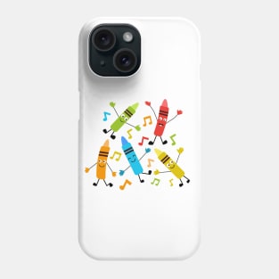 Funny Kawaii Dancing Crayons With Music Notes Phone Case