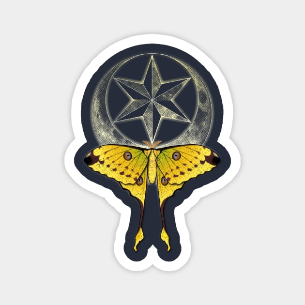 Madagascar Moon Moth - Yellow Magnet by meownarchy