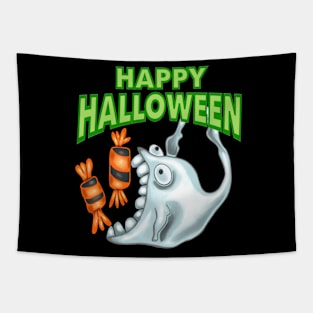 Happy Halloween Candy Ghost Tapestry