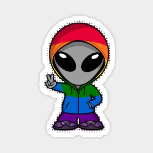 Space Alien LGBTQIA Pride Colors Magnet