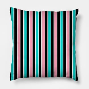 Black Pink and Blue Stripes Pillow