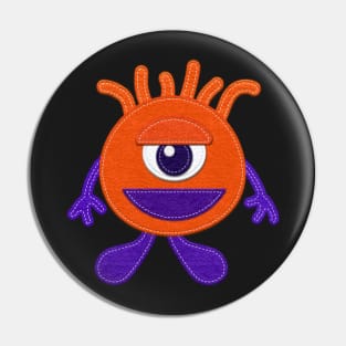 Cute One Eyed Monster | Halloween Orange and Purple Pin