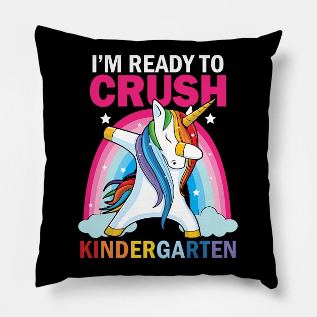 Dabbing Unicorn Ready To Crush Kindergarten First Day Of School Pillow by Julorzo