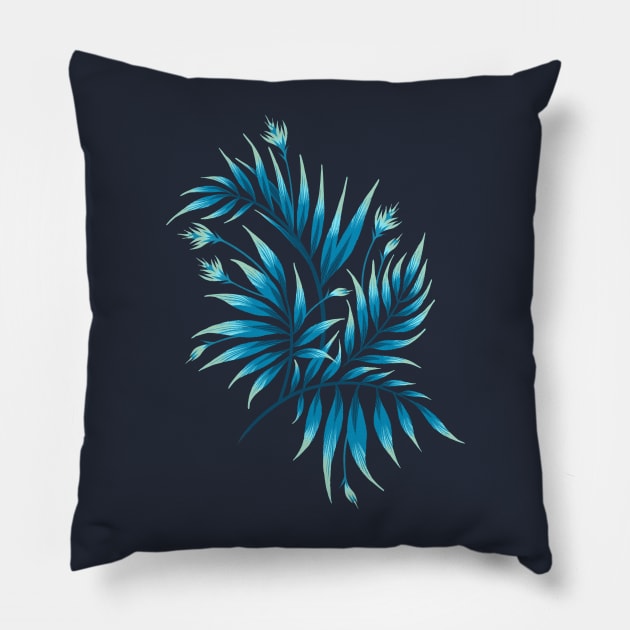 Waikiki Palm - Petrol Blue Pillow by andreaalice