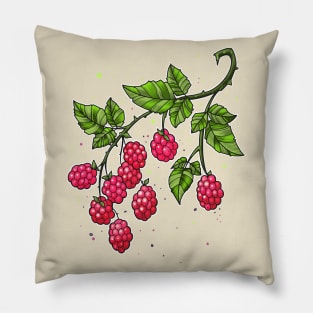 raspberries twig Pillow